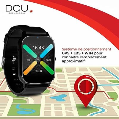 DCU TECNOLOGIC Senior Smartwatch met GPS en videogesprekken, 4G, smartwatch met 4,2 cm (1,69 inch) IPS-display, IPX6, waterdicht, ideaal voor oudere volwassenen, zwart