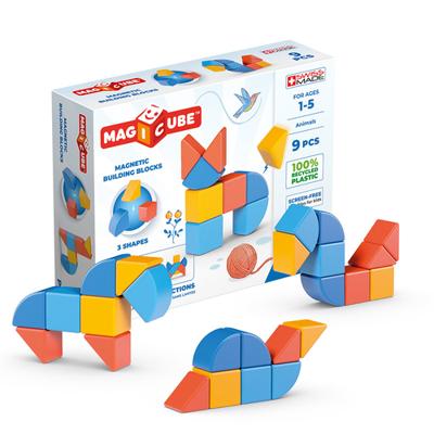 Magnetische blokken - GEOMAG - Magicube 208 - 9 stuks - Verschillende vormen - Dieren - Gerecycled plastic