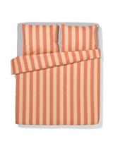 HEMA Dekbedovertrek 200x200/220cm zacht katoen strepen perzik (perzik) - thumbnail