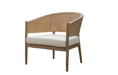 Bari lounge chair light yellow steel/bamboo wicker/acacia teak look Eurofar - Eurofar