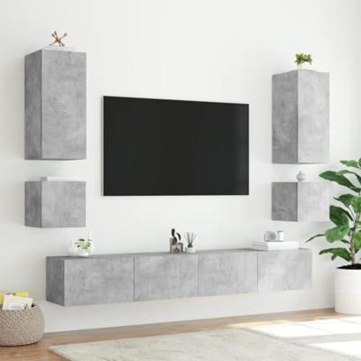 Tv-wandmeubel met LED-verlichting 100x35x31 cm betongrijs