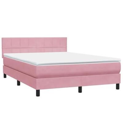 Boxspring met matras fluweel roze 140x210 cm