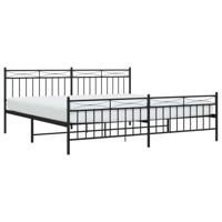 Bedframe met hoofd- en voeteneinde metaal zwart 193x203 cm - thumbnail