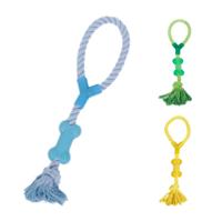 Nobleza Honden speeltouw met rubber kauwbot - 40 cm - thumbnail