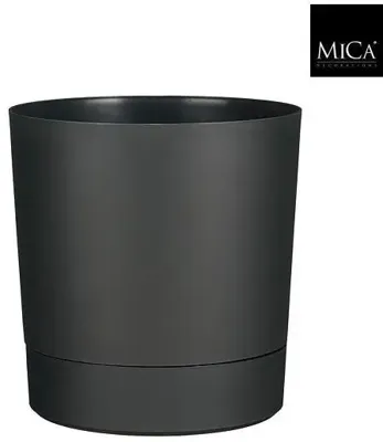 Mica Decorations Bloempot 'Coco' met schotel d32.5 h34 antraciet