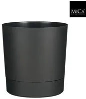 Mica Decorations Bloempot 'Coco' met schotel d32.5 h34 antraciet - thumbnail