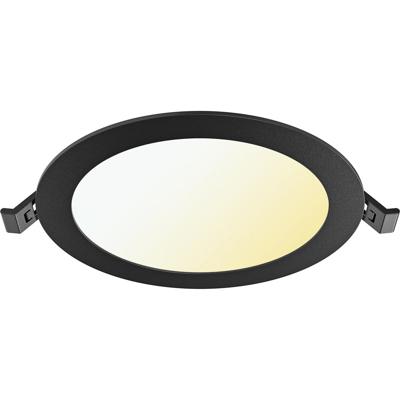 LED Downlight Inbouwspot Dimbaar - Brinton Thin - 12W 1120lm 120° Bundelhoek - Aanpasbare Lichtkleur 3000K-4000K-6500K - IP40 - Rond - Zwart - Ø170mm Buitenmaat - Ø150mm Zaagmaat