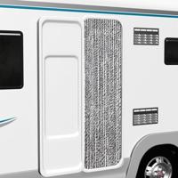 VidaXL Vliegengordijn 56x200 cm chenille grijs en zwart-wit - thumbnail