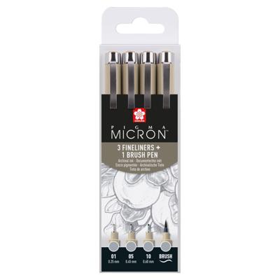 Fineliner sakura pigma micron lichtgrijs 4 maten | 6 stuks