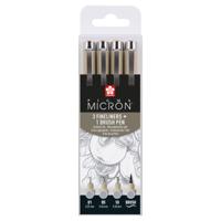 Fineliner sakura pigma micron lichtgrijs 4 maten | 6 stuks - thumbnail