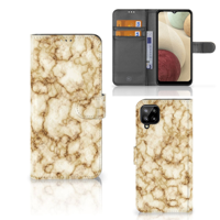 Samsung Galaxy A12 | Bookcase | Marmer Goud - thumbnail