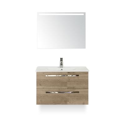 Seville Badmeubelset 80 cm - Natuur Eiken - Keramische Wastafel Wit Enjoy - met Sence Spiegel