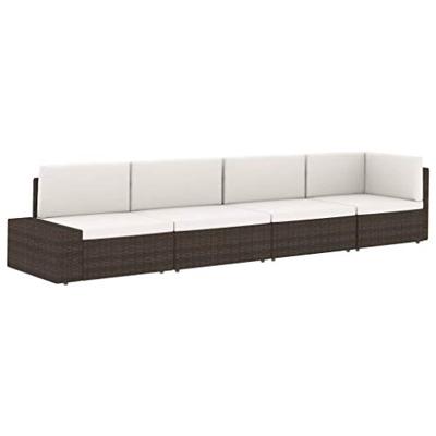 Tweezitsbank sectioneel poly rattan zwart - thumbnail