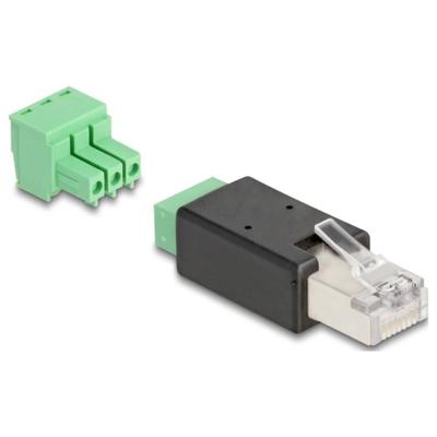 DeLOCK RJ45-stekker op terminalblok, adapter, 3-pins, 2-delig