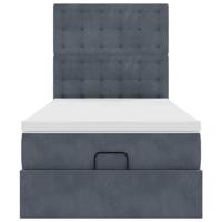 Ottoman bed met matrassen en LED's 90x190cm fluweel donkergrijs - thumbnail