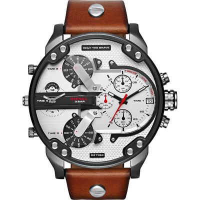 Diesel Heren DZ7394 &apos;Mr. Daddy 2.0&apos; chronograaf 4 tijdzones bruin lederen horloge