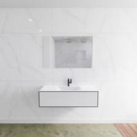 Badkamermeubelset Mondiaz LAGOM 110 cm met Gecentreerde Wastafel Solid Surface Met 1 Kraangat Mat Wit (1 lade) - thumbnail