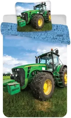 Good Morning Kinderdekbedovertrek Tractor Field - Groen - 140x200 cm - Katoen Good Morning Kinderdekbedovertrek Tractor Field - Groen - 140x200 cm - Katoen