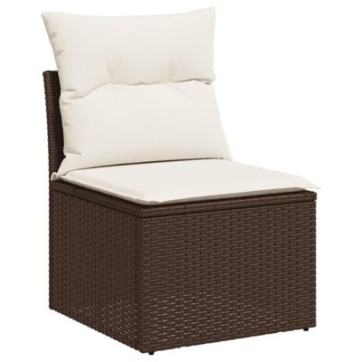 4-delige Loungeset met kussens poly rattan bruin - thumbnail