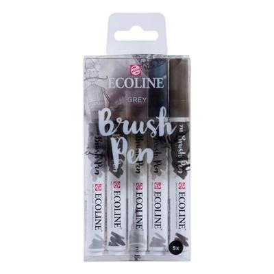 Bruynzeel Ecoline brush pen set schaduw, 5 kleuren