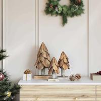 Kerstboom met standaard 3 pcs Bruin Massief teakhout - thumbnail