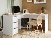 Hoekbureau FOXY 142 cm met 3 lades wit - thumbnail