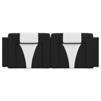 Hoofdbordkussen 120 cm kunstleer zwart en wit - thumbnail