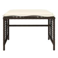 4-delige Loungeset met kussens poly rattan bruin - thumbnail