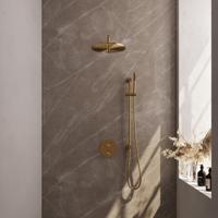 Brauer Gold Edition Thermostatische Regendoucheset Inbouw - Hoofddouche 30 cm - Gebogen Wandarm - 3 Weg - Handdouche Rond - Doucheslang - Geintegreerde Glijstang - Geborsteld Goud - thumbnail