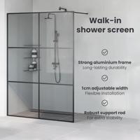 VidaXL Inloop douche wand zwart 115 x 195 cm gehard glas - thumbnail