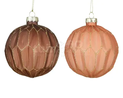 Kerstbal Glas Honeycomb Ø8cm Bruin Assorti 1st