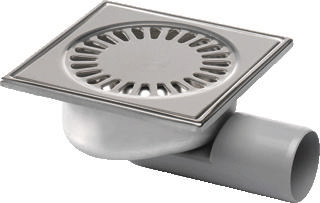 Doucheput Aquaberg Blücher Compact RVS Vloerput ABS Zij en Onderuitlaat 50mm 147x147mm met Waterslot 30mm