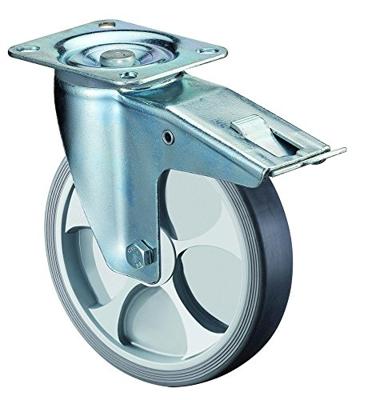 BS Rollen Zwenkwiel | wiel d. 160 mm draagvermogen 200 kg | met totale rem van kunststof | 135x110 mm | 1 stuk - L420.B44.161 L420.B44.161