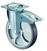BS Rollen Zwenkwiel | wiel d. 160 mm draagvermogen 200 kg | met totale rem van kunststof | 135x110 mm | 1 stuk - L420.B44.161 L420.B44.161 - thumbnail