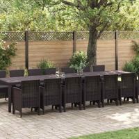Tuin Eetset 15 pcs Bruin Groot Riet, Stof, Staal - thumbnail