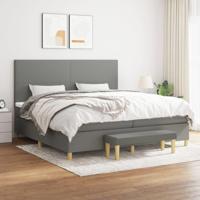 Boxspring met matras stof donkergrijs 200x200 cm - thumbnail
