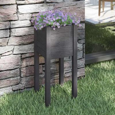 VidaXL Plantenbak 31x31x70 cm massief grenenhout grijs
