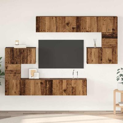 Tv-meubelset 8 pcs Oud hout 80 x 30 x 30 cm Bewerkt hout