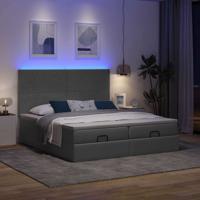 Ottoman bed met matrassen en LED's 160x200cm stof donkergrijs - thumbnail