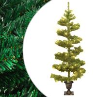 VidaXL Kunstkerstboom met verlichting en pot 120 cm pvc groen - thumbnail