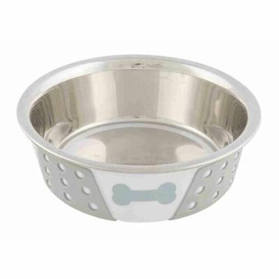 TRIXIE VOERBAK RVS / SILICONE WIT / GRIJS 14X14 CM 400 ML 4 ST