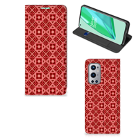 OnePlus 9 Pro | Hoesje met Magneet | Batik Rood - thumbnail