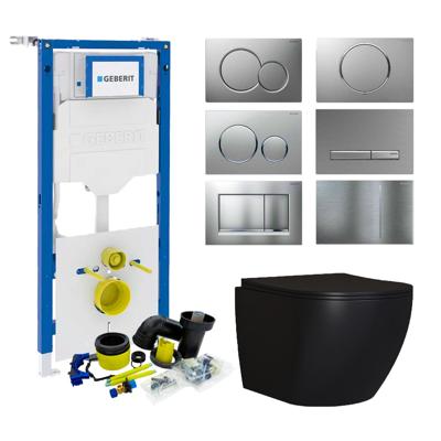 Geberit UP320 Toiletset Compleet | Mudo Mat Zwart | Randloos | Met drukplaat | SET65