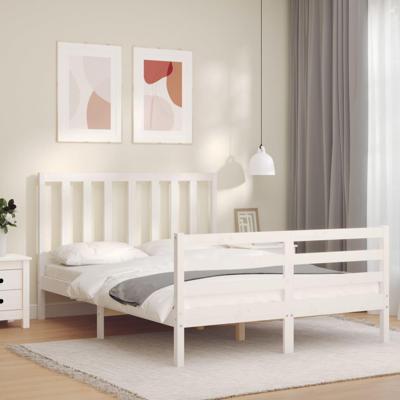 Bedframe zonder matras massief grenenhout wit 140x200 cm