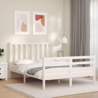 Bedframe zonder matras massief grenenhout wit 140x200 cm - thumbnail
