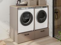 Wasmachinekast LAUNDRY 2 machines taupe - thumbnail