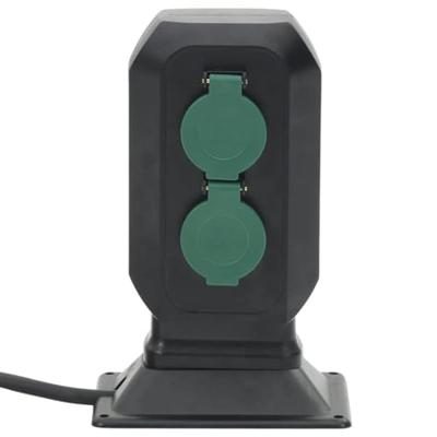 VidaXL Tuinstopcontact en grondpin 4-wegs 15,5x11x24 cm zwart en groen - thumbnail