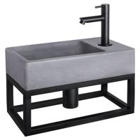 Differnz Differnz Force fonteinset beton donkergrijs - kraan recht - met handdoekrek mat zwart - thumbnail