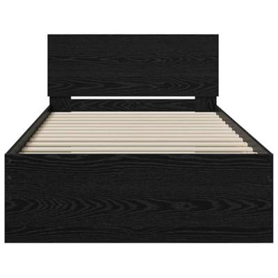 Bedframe met hoofdeinde Zwart eiken 90 x 200 cm Bewerkt hout