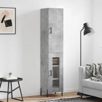 Hoge kast 34,5x34x180 cm bewerkt hout betongrijs - thumbnail